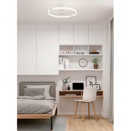 Ventilador de techo inteligente madera y negro 35W Ø65cm plafón LED 70W  control remoto luz REGULABLE y App